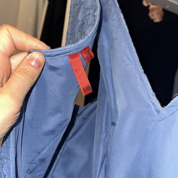 Cerulean Blue Fit and Flare Floral Crochet Dress - Picture 3 of 4